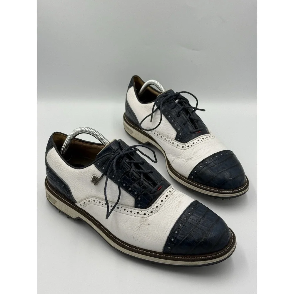 Foot Joy Premiere Dry Joys Golf Shoes Size 10M White/Blue Versatrax Soles